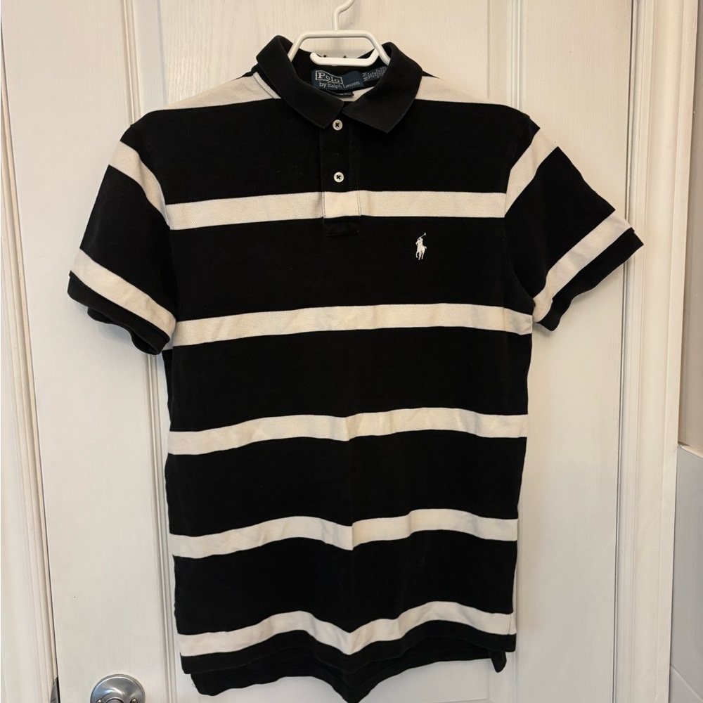 Ralph Lauren Black and White Striped Polo Shirt
